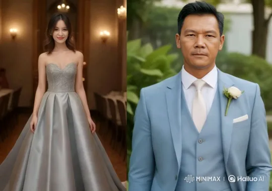 Elegant Couple Embraces in Enchanted Setting – AI Generated Video | Hailuo AI