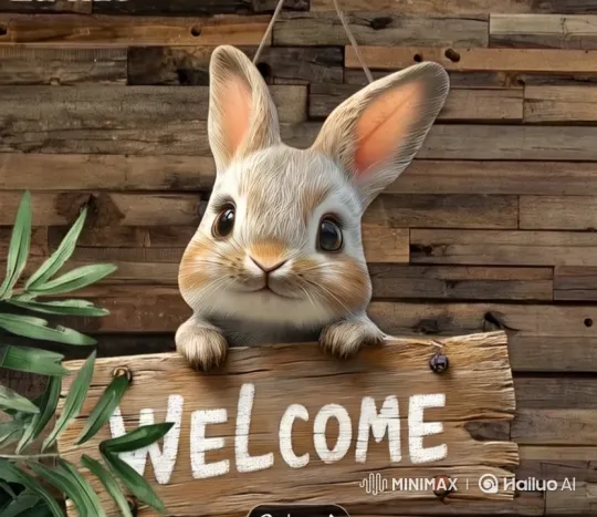 Cute Rabbit Welcome Sign Video – AI Generated Video | Hailuo AI