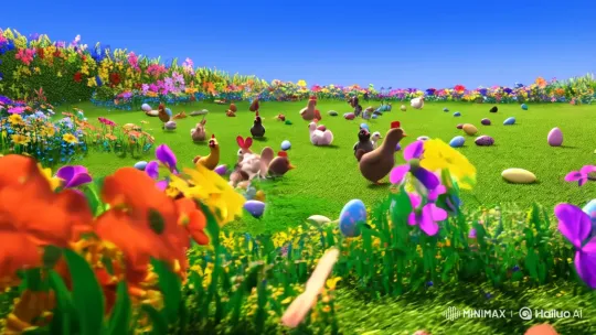 Springtime Easter Field: Animals, Eggs, and Joyful Chaos – AI Generated Video | Hailuo AI