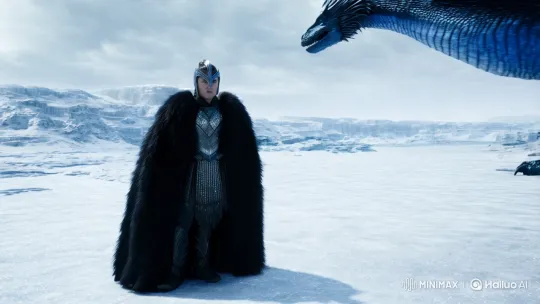 Warrior Faces Dragon in Majestic Snowy Battle – AI Generated Video | Hailuo AI