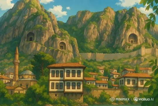 Mountain Village with Ancient Cave Dwellings – AI Generated Video | Hailuo AI