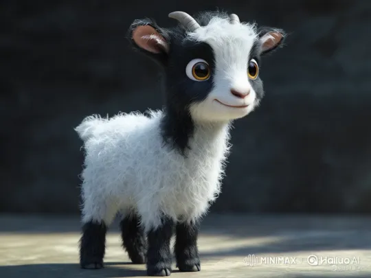 Charming Baby Goat Captured in Artistic Tracking Shot – AI Generated Video | Hailuo AI