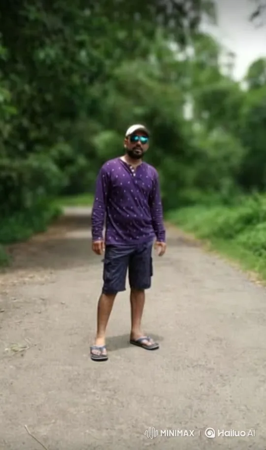 Man Flees from Stealthy Tiger on Lush Path – AI Generated Video | Hailuo AI