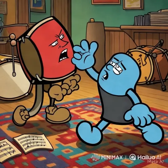 Animated Confrontation in a Cozy Music Room – AI Generated Video | Hailuo AI