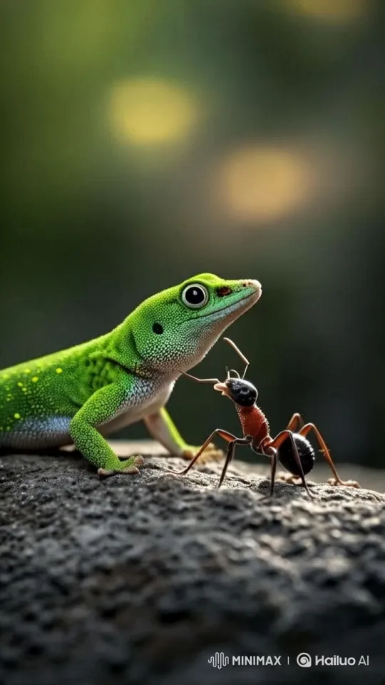 Animated Standoff: Lizard vs. Ant in Live2D – AI Generated Video | Hailuo AI