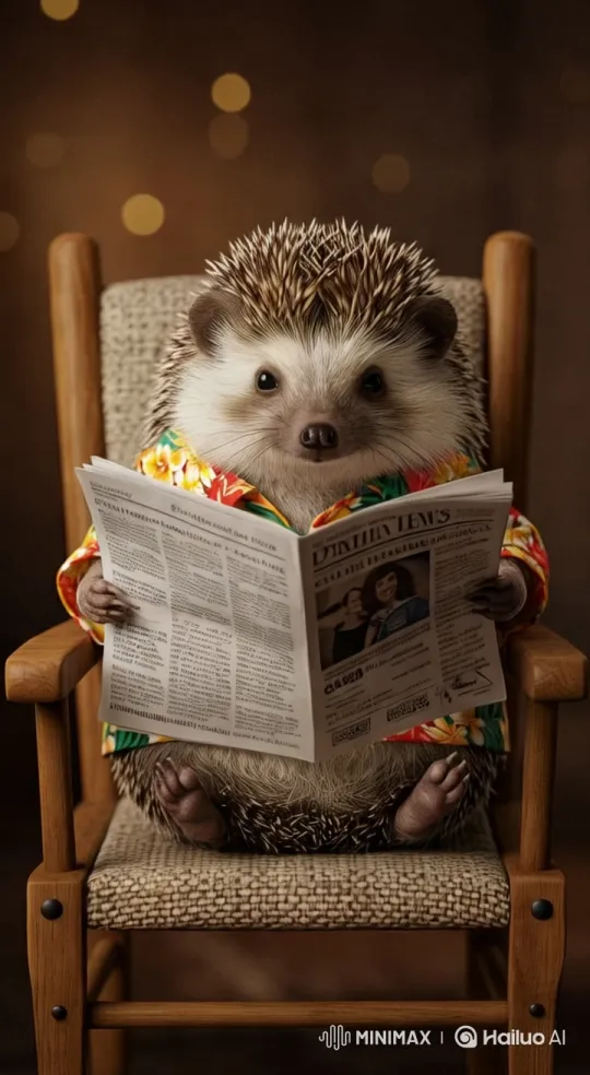 Whimsical Hedgehog Reads Newspaper in Aesthetic Style – AI Generated Video | Hailuo AI