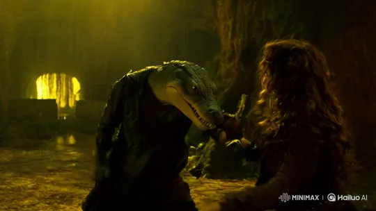 Dramatic Fight Scene with Crocodile and Tom Tom Tom Tahu – AI Generated Video | Hailuo AI