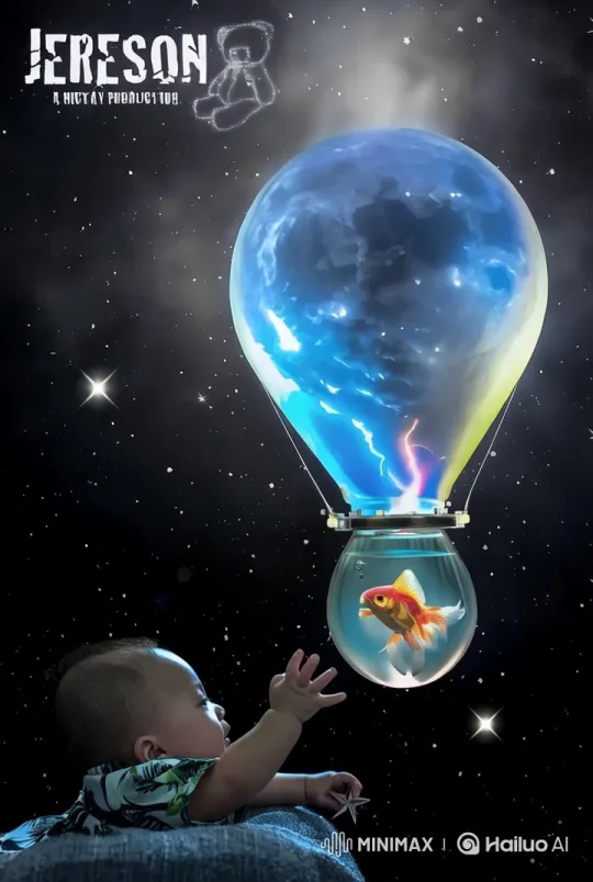 Surreal Space Scene with Glowing Light Bulb and Goldfish – AI Generated Video | Hailuo AI