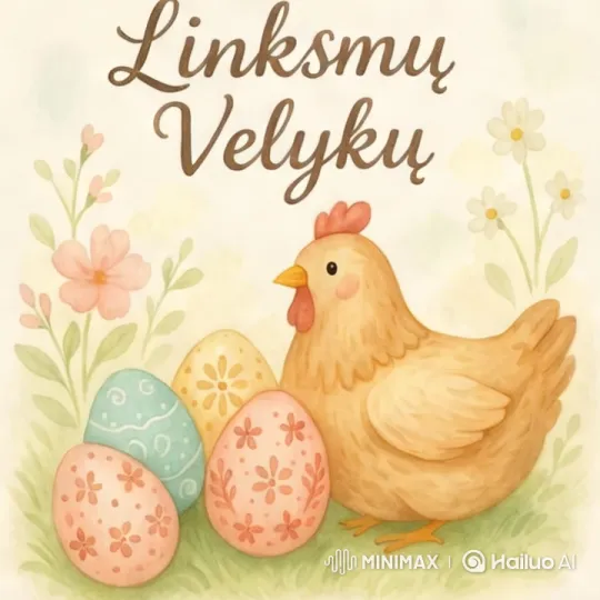 Easter Celebration: Hen with Decorated Eggs in Pastel Setting – AI Generated Video | Hailuo AI