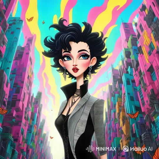 Futuristic Cityscape with Striking Character and Magical Creatures – AI Generated Video | Hailuo AI
