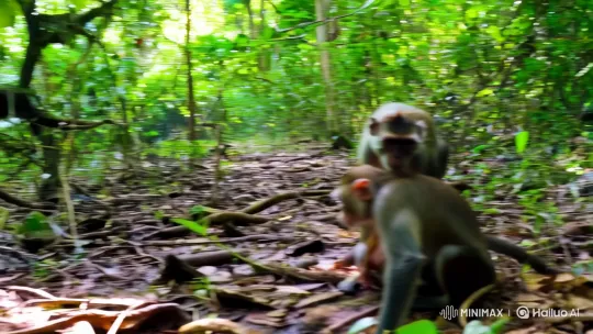 Mother Monkey Defends Her Young in Dramatic Jungle Encounter – AI Generated Video | Hailuo AI