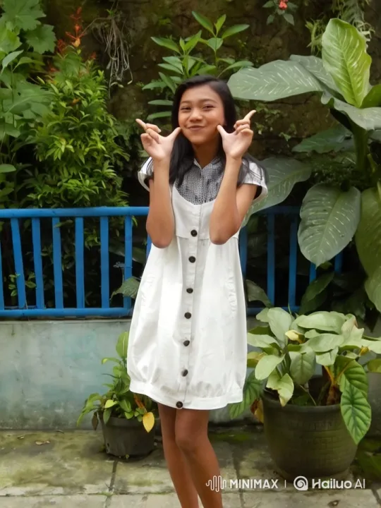 Young Woman in Garden Plays with Dress Amidst Greenery – AI Generated Video | Hailuo AI