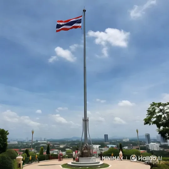 Thai Flagpole Struck and Destroyed by Lightning – AI Generated Video | Hailuo AI