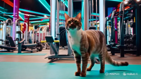 Elegant Cat Showcases Agility in Artistic Gym Video – AI Generated Video | Hailuo AI