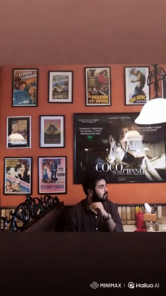 Café Ambiance Showcasing Classic Movie Posters – AI Generated Video | Hailuo AI