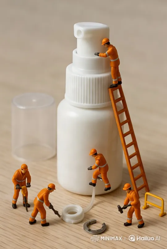 Miniature Workers Assemble Giant Hand Sanitizer Bottle – AI Generated Video | Hailuo AI
