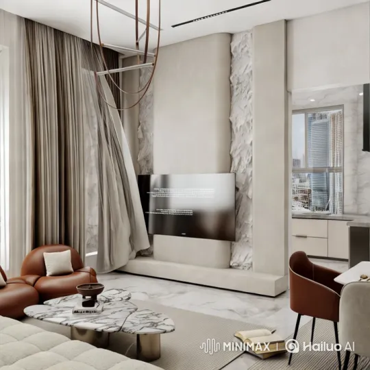 Luxurious Living Room with Modern Aesthetic – AI Generated Video | Hailuo AI