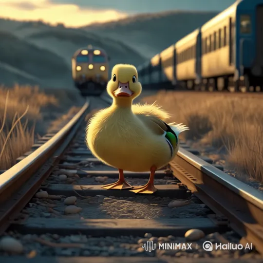 Duck on Tracks: A Tense Encounter with Fate – AI Generated Video | Hailuo AI