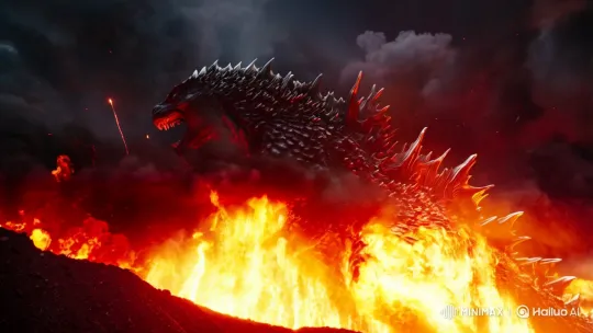 Godzilla Emerges from Fiery Volcano in Cinematic Spectacle – AI Generated Video | Hailuo AI