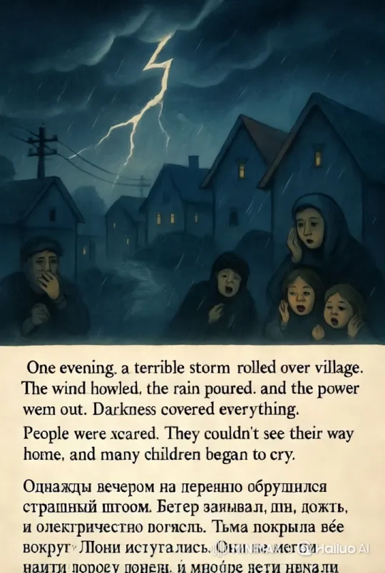 Village Endures Terrifying Storm Amidst Darkness – AI Generated Video | Hailuo AI