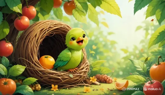 Joyful Parrot in a Vibrant Garden Setting – AI Generated Video | Hailuo AI