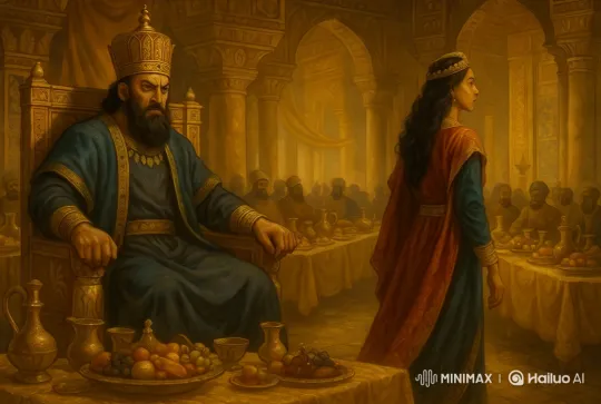 Grand Persian Palace: Ahasuerus and Vashti's Opulent Court – AI Generated Video | Hailuo AI