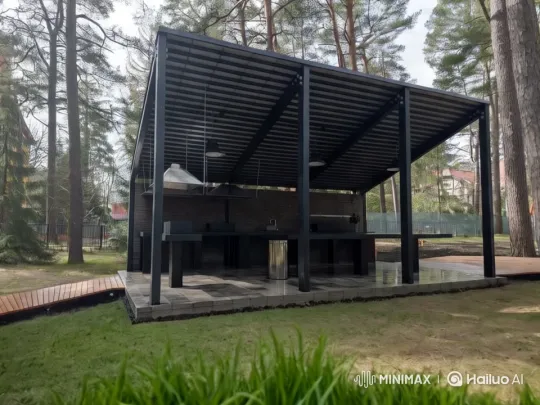 Modern Outdoor Kitchen in Forest with Aesthetic Design – AI Generated Video | Hailuo AI