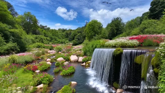 Enchanting Landscape: Cascading Waterfall and Serene Nature – AI Generated Video | Hailuo AI