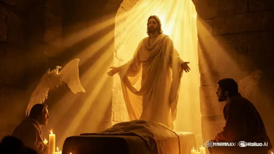 Resurrection: Jesus Emerges from the Tomb in Divine Light – AI Generated Video | Hailuo AI