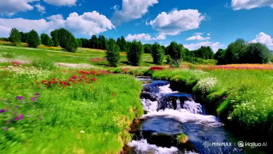 Ukrainian Meadow Stream: Enchanting Visual Symphony – AI Generated Video | Hailuo AI