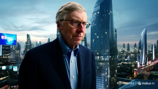 Bill Gates Warns of AI Replacing Traditional Roles in Futuristic Cityscape – AI Generated Video | Hailuo AI