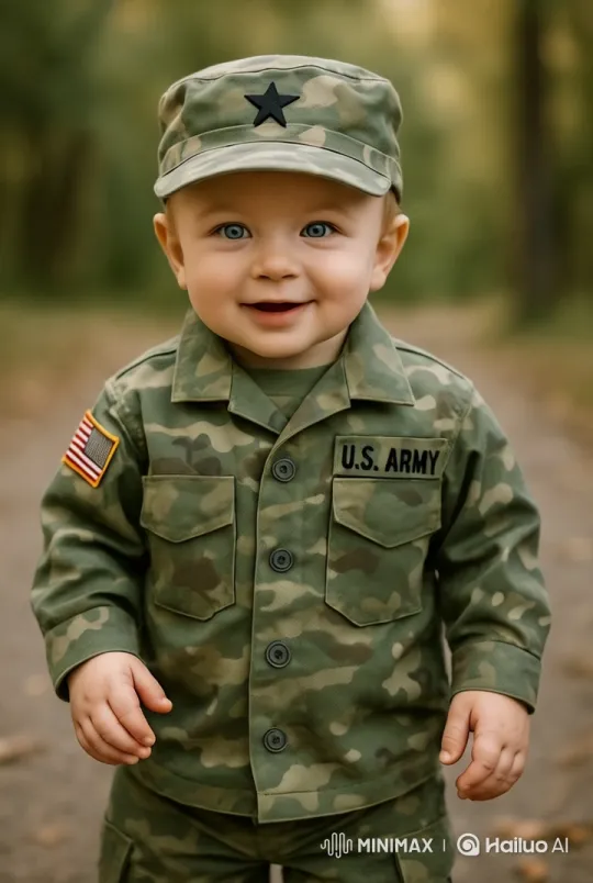 Child in Army Uniform Salutes with Cinematic Camera Moves – AI Generated Video | Hailuo AI