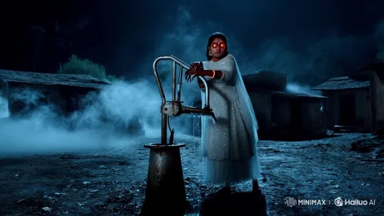 Ghostly Bhutni Haunts Old Handpump at Night – AI Generated Video | Hailuo AI
