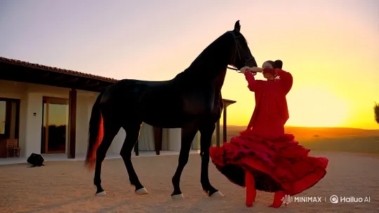 Andalusian Equestrian Flamenco Performance – AI Generated Video | Hailuo AI