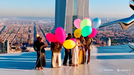 Stylish Group on City Helipad with Artistic Flair – AI Generated Video | Hailuo AI