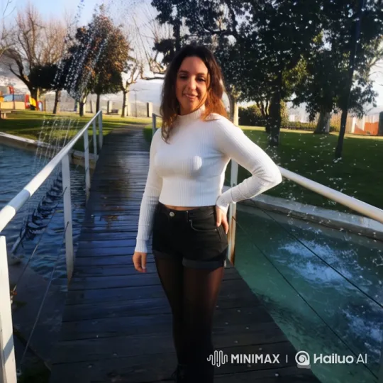 Confident Woman in Tranquil Park Setting – AI Generated Video | Hailuo AI
