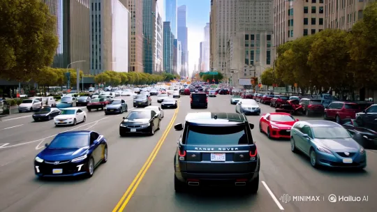 High-speed car crash in cityscape, camera follows action closely. – AI Generated Video | Hailuo AI
