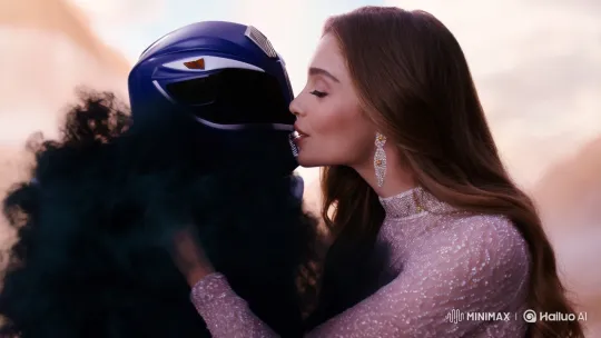 Romantic Kiss Transforms Power Ranger in Ethereal Scene – AI Generated Video | Hailuo AI