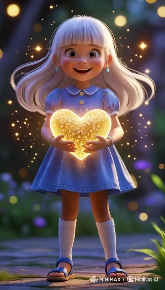 Magical Girl with Sparkling Heart in Enchanted Garden – AI Generated Video | Hailuo AI