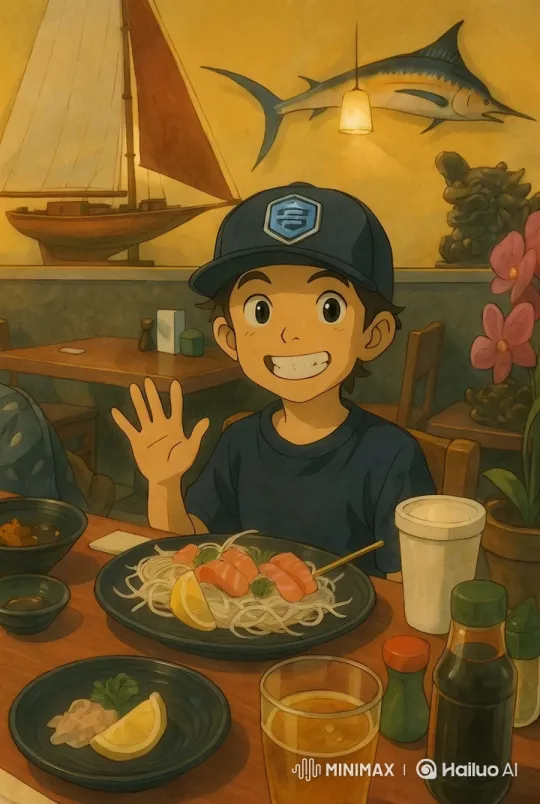 Cheerful Boy Enjoys Meal, Waves, High Fives in Cozy Restaurant – AI Generated Video | Hailuo AI