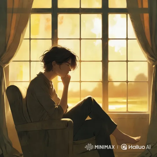 Contemplative Figure in Golden Light Amidst Serene Room – AI Generated Video | Hailuo AI