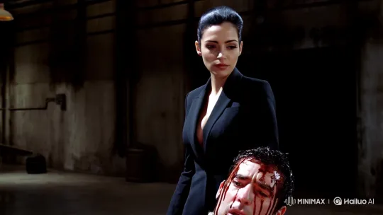 Woman in Suit Burns Man Alive in Industrial Room – AI Generated Video | Hailuo AI
