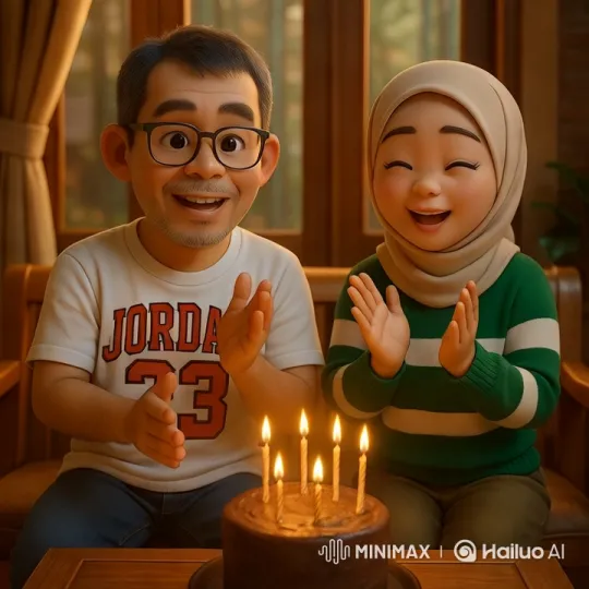 Two Blow Out Birthday Candles in Cozy Room – AI Generated Video | Hailuo AI