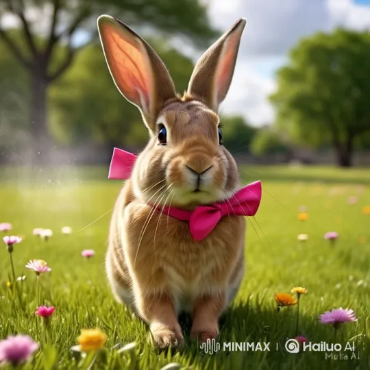 Charming Rabbit in a Serene Flower Field – AI Generated Video | Hailuo AI