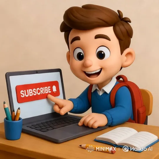 Kid Clicks 'Subscribe' on Laptop with Minimalist Aesthetic – AI Generated Video | Hailuo AI