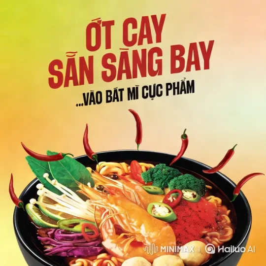 Chili Peppers Leap into Vibrant Noodle Bowl – AI Generated Video | Hailuo AI