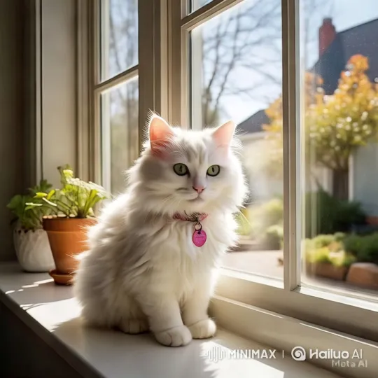 Fluffy Cat on Sunlit Windowsill – AI Generated Video | Hailuo AI
