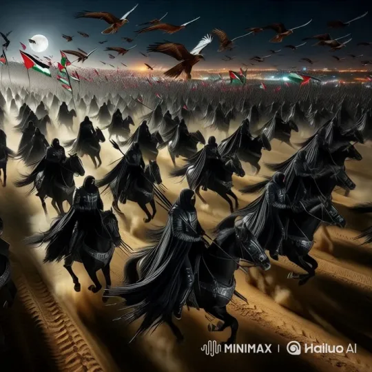Mighty Army of Riders Charges Through Moonlit Desert – AI Generated Video | Hailuo AI