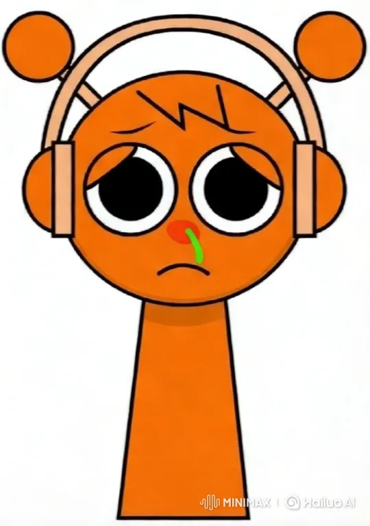 Orange Figure with Headphones Performing Nose Blow – AI Generated Video | Hailuo AI