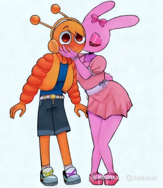 Orange Character and Bunny Dance Affectionately – AI Generated Video | Hailuo AI
